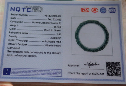Certified Icy Green Burma 100% Natural A JADE Jadeite Flower Bangle Bracelet 60 mm 635415  AS