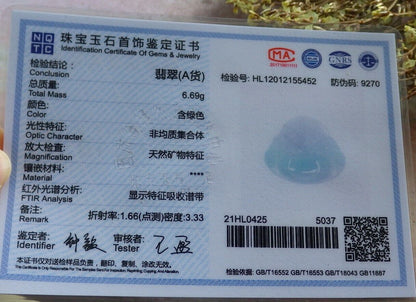 Certified Icy Green 100% Natural A Jade jadeite pendant Happy Buddha God Necklace 开心佛 524346  TN