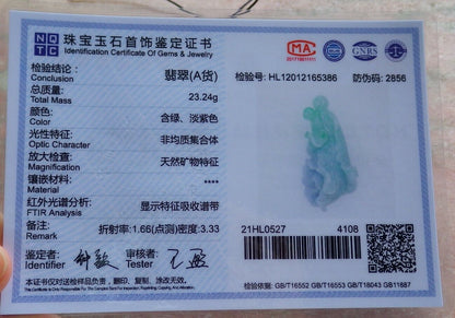 Certified Green Pale Lavender 100% Natural A Jade jadeite Pendant Cabbage Bead Necklace 发财白菜 524792  TN