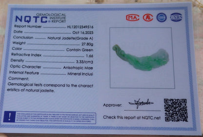 Certified Green Burma 100% Natural A Jade jadeite Pendant Phoenix Flower Ruyi Necklace 凤凰 636603  TN