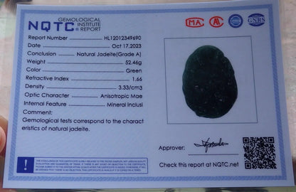 Certified Icy Green Burma 100% Natural A Jade jadeite Pendant Dragon Bead Necklace 生意兴隆 636353  TN