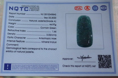 Atestita Glacia Blua Akvo Birmo 100% Natura A Jadejadeito Pengante Pejzaĝa pentraĵo Guanyin Kwan Yin Arba Koliero 山水画 634395 TN