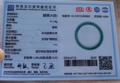 Certified Green Burma 100% Natural A JADE Jadeite Circle RING USA. 14.5 戒指 574869 TN