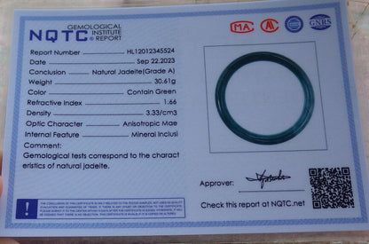 Certified Icy Green Burma 100% Natural A JADE Jadeite Circle Bangle Bracelet 57 mm 手镯 636473  TN