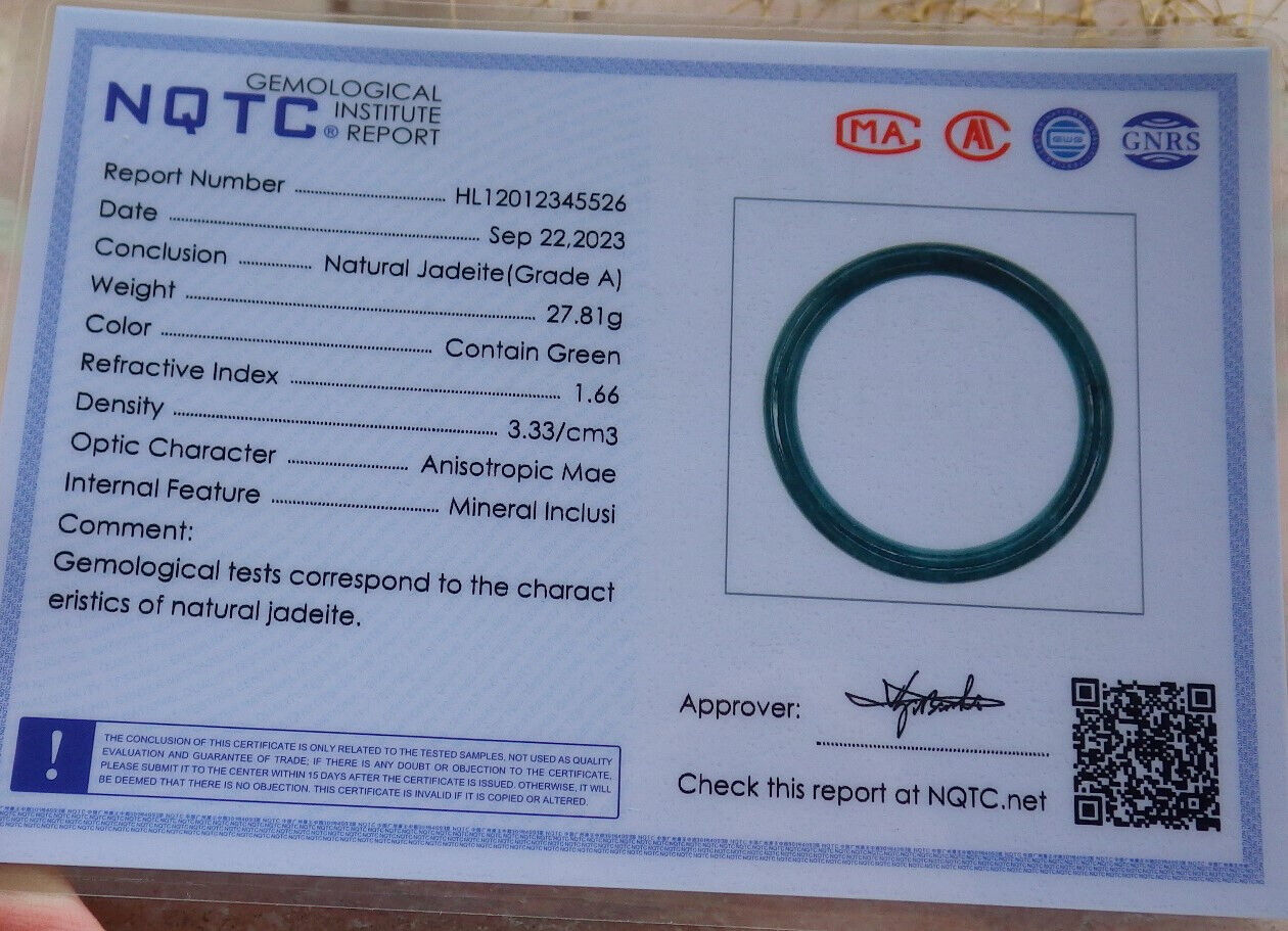 Certified Icy Green Burma 100% Natural A JADE Jadeite Circle Bangle Bracelet 57 mm 手镯 636665  TN