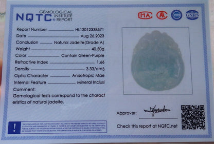 Certified Green Burma 100% Natural A Jade jadeite Pendant Dragon Ruyi Necklace 生意兴隆 633508  TN