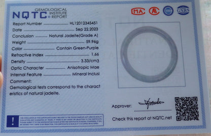 Certified Lavender Green Burma 100% Natural A JADE Jadeite Bangle Bracelet 60 mm 手镯 635942  TN