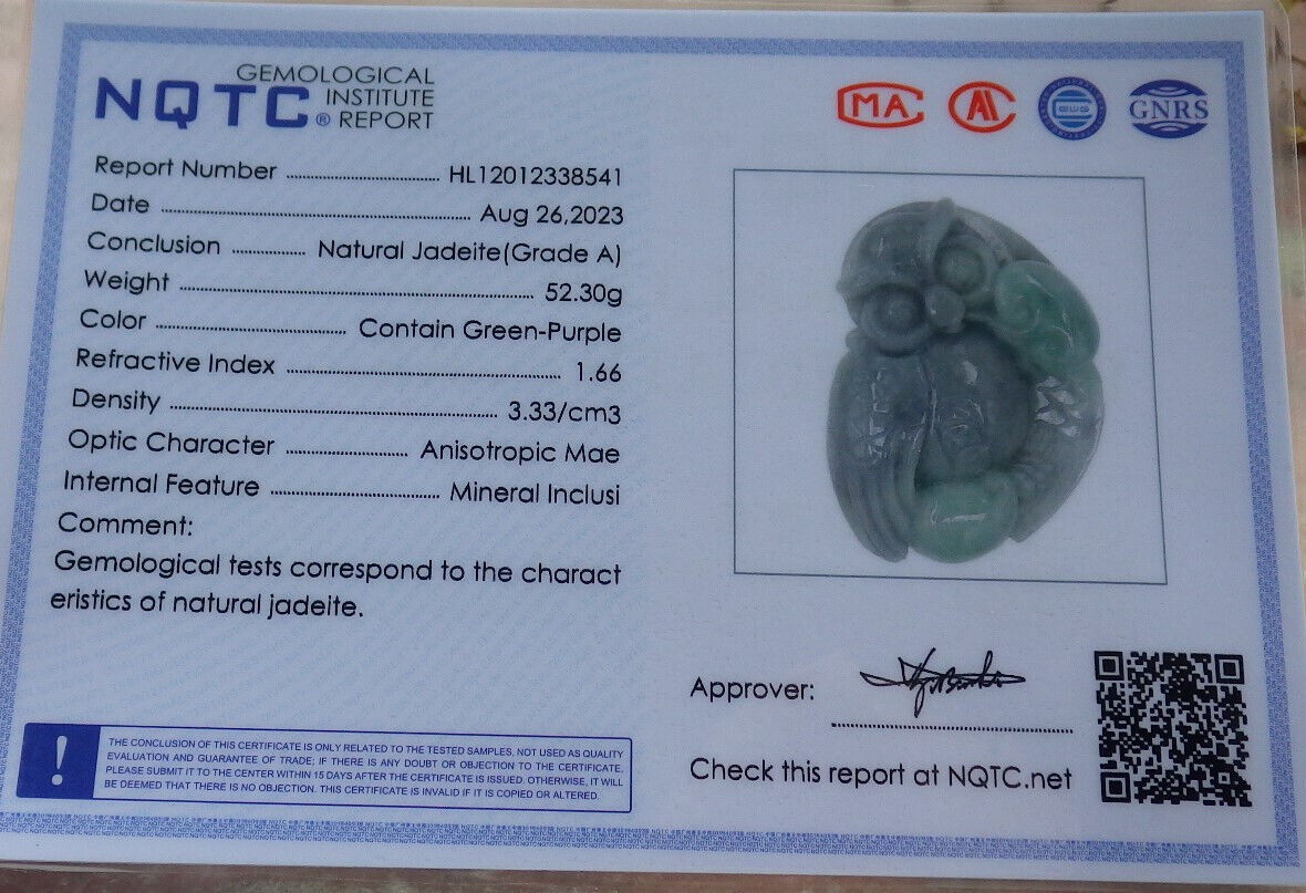 Atestita Verda Pala Lavenda Birmo 100% Natura A Jadejadeito Pengante Strigo Mona Monero Ruyi-Koliero 猫头鹰 632568 TN