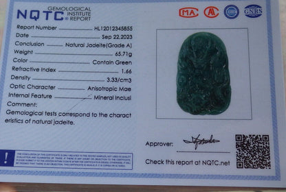 Atestita Glacia Verda Birmo 100% Natura A Jadejadeito Penda Drako-Perlo-Koliero 生意兴隆 634370 TN