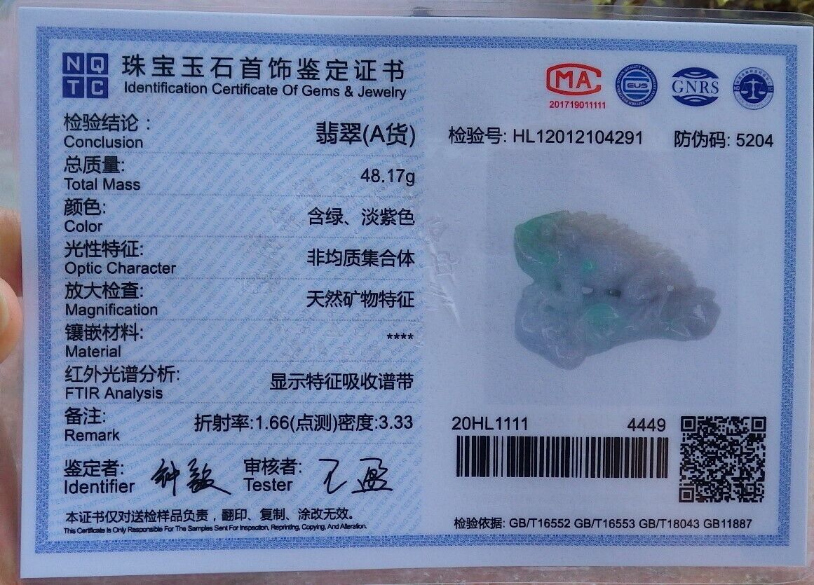 Certified Green Yellow 100% Natural A Jade jadeite Display Dragon Lizard Tree Lotus Flower Ruyi 龙蜥蜴 524133  TN