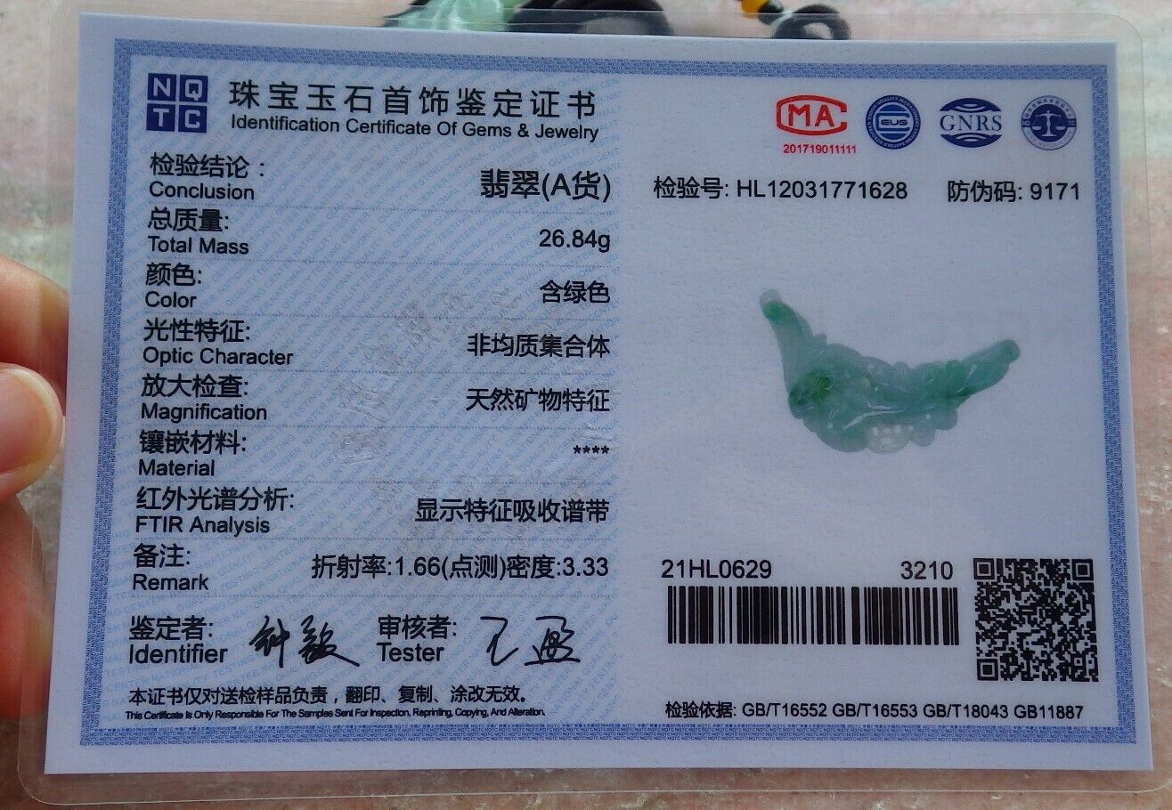Certified Green 100% Natural A Jade jadeite Pendant Frog Toad Bead Lotus Flower Ruyi Coin Necklace 招财蟾 529908  TN