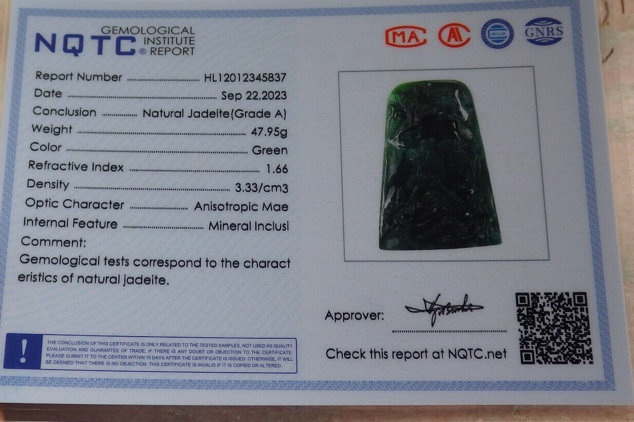 Certified Icy Blue Water Green Burma 100% Natural A Jade jadeite Landscape painting Tree Necklace 山水画 634014  TN