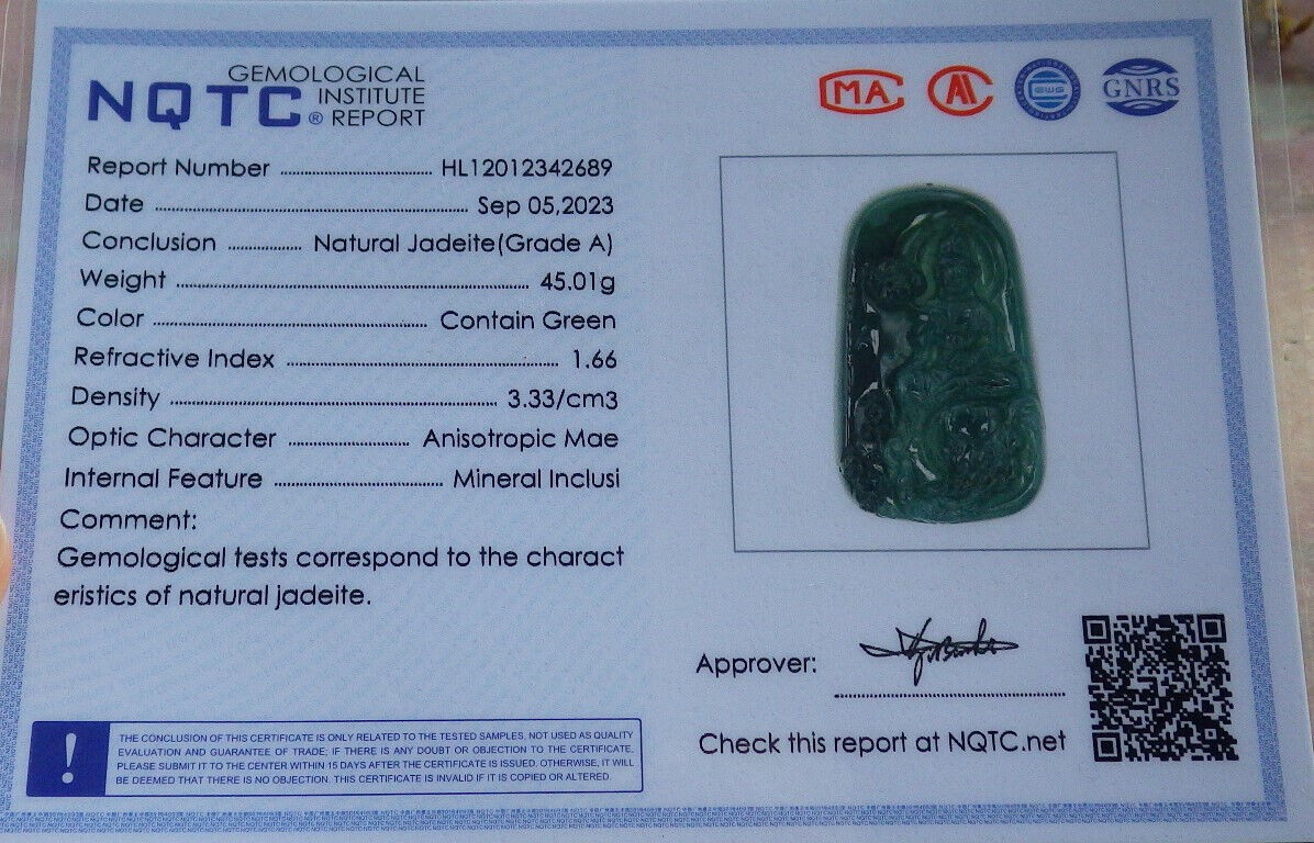 Certified Icy Blue Water Green Burma 100% Natural A Jade jadeite Pendant Guanyin Kwan Yin Elephant Lotus Flower Necklace 观音 632811  TN