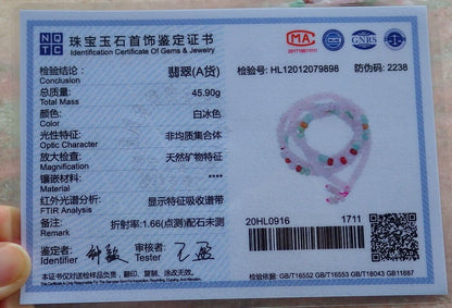 Certified Green Red Icy Pale Lavender Burma 100% Natural A JADE Jadeite Bead beads Necklace 24 inches 项链 495917  TN