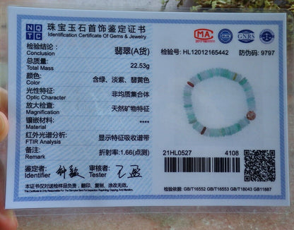 Certified Yellow Green Pale Lavender 100% Natural A JADE Jadeite Bead Beads Bangle Circle Bead Beads Bangle Bracelet 平安扣手链 524567  TN