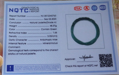 Certified Icy Blue Water Green Burma 100% Natural A JADE Jadeite Flower Knotted Bangle Bracelet 56.5 mm 手镯 632789  TN