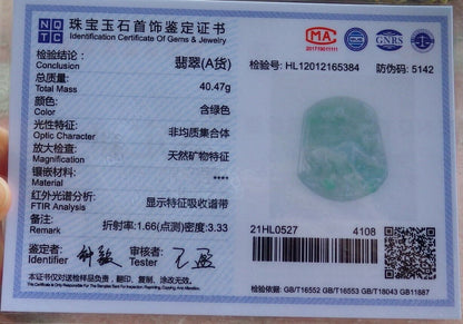 Certified Green Burma 100% Natural A Jade jadeite pendant Cow Ox Bead Necklace 风水牛 524673  TN