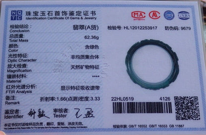 Certified Green Burma 100% Natural A JADE Jadeite Deer Lotus Flower Ruyi Coin Bangle Bracelet 56 mm 手镯 563759  TN