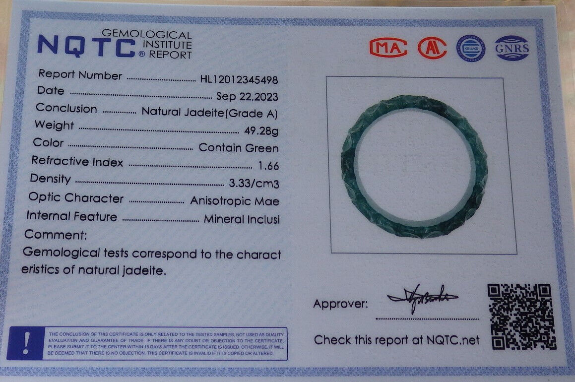Certified Icy Green Burma 100% Natural A JADE Jadeite Flower Bangle Bracelet 58 mm 635488  TN