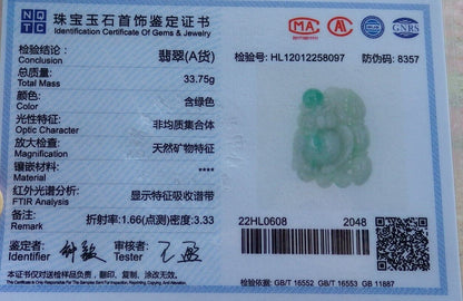 Certified Green Burma 100% Natural A Jade jadeite Pendant Owl Lotus Flower Necklace 猫头鹰 574260 TN