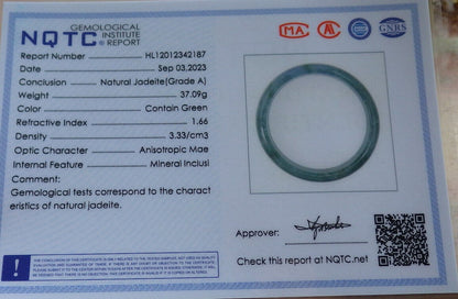 Certified Green Lavender Burma JADE Jadeite Bangle Bracelet 58 mm 632738 TN