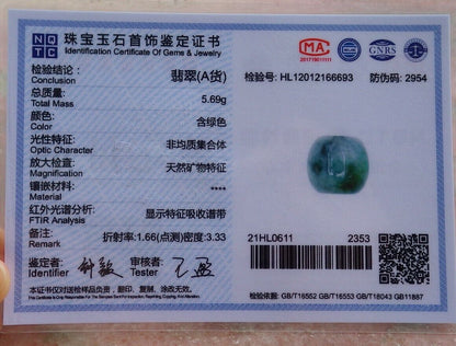 Certified Green Burma 100% Natural A Jade Circle Bead Donut Necklace 路路通 526256  TN