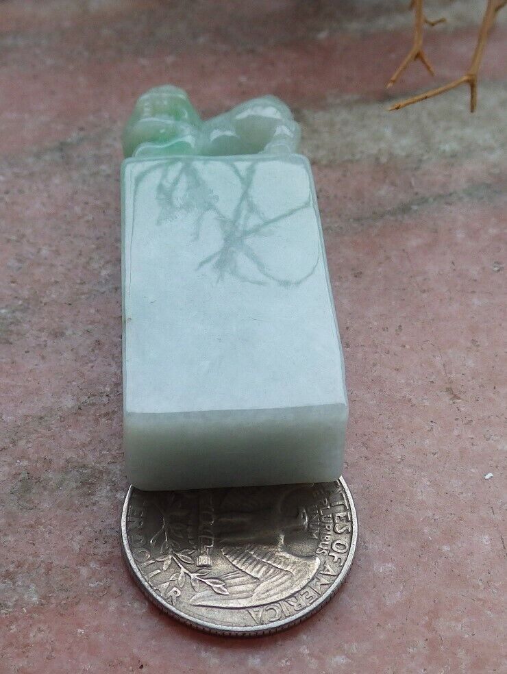 Certified Green 100% Natural A Jade jadeite Display Dragon Pi Xiu Chop Seal 印章 520008  TN