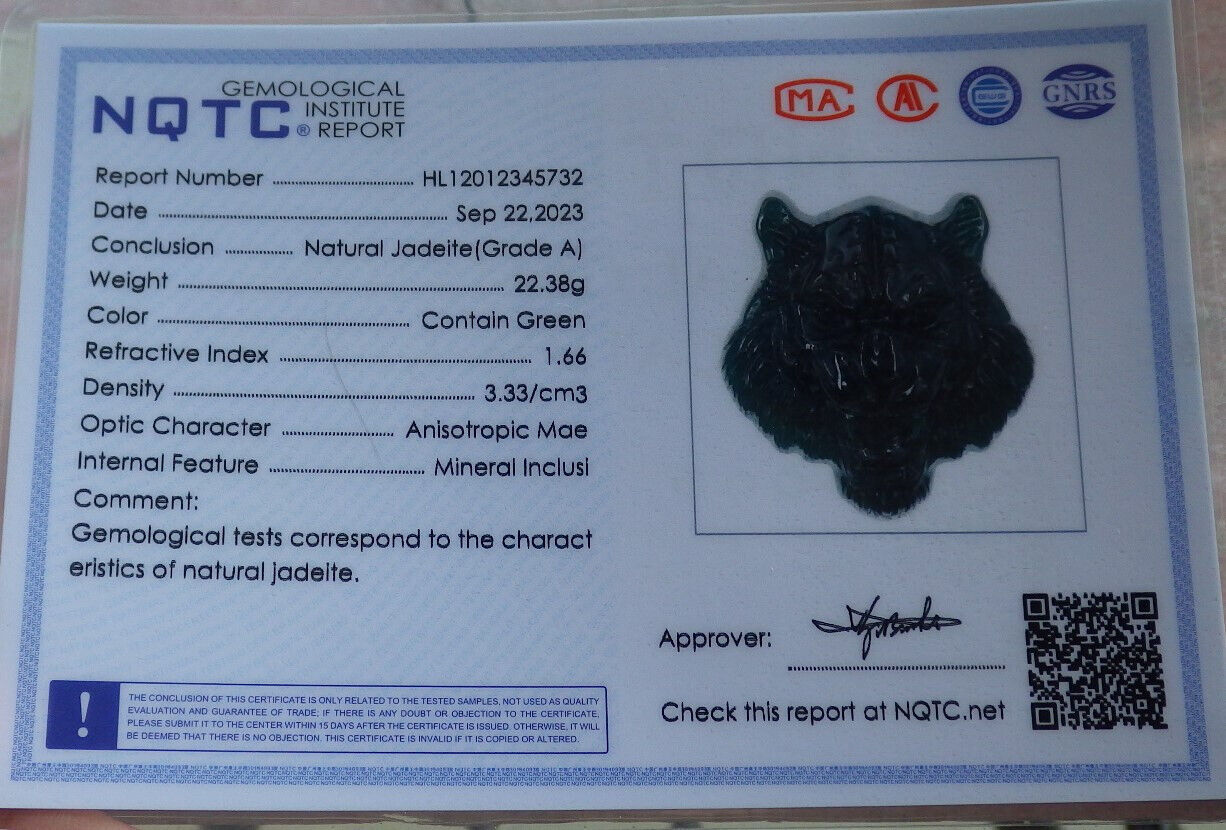 Certified Icy Blue Water Burma 100% Natural A Jade jadeite Pendant Tiger Necklace 虎虎生威 636028  TN