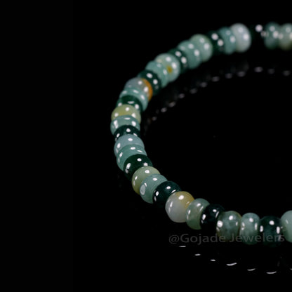 The Abacus Bead Mixed Colors Bracelet 100% Natural Burma Jade Jadeite With Certificated