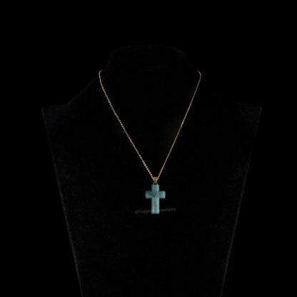 The Cross Jadeite 100% Natural Burma Jade Jadeite With Certificated (S925 Silver Buckle)