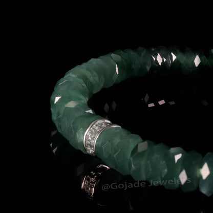 The Abacus Diamond Cutting Bead Bracelet 100% Natural Jade Jadeite With Certificated