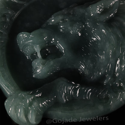 The Werewolf Jadeite 100% Natural Burma Jade Jadeite With Certificated (S925 Silver Buckle)