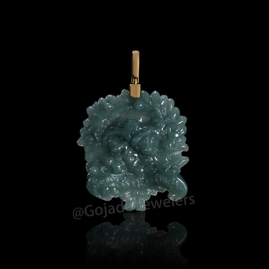 The Mickey Mouse Jadeite 100% Natural Burma Jade Jadeite With Certificated (S925 Silver Buckle)