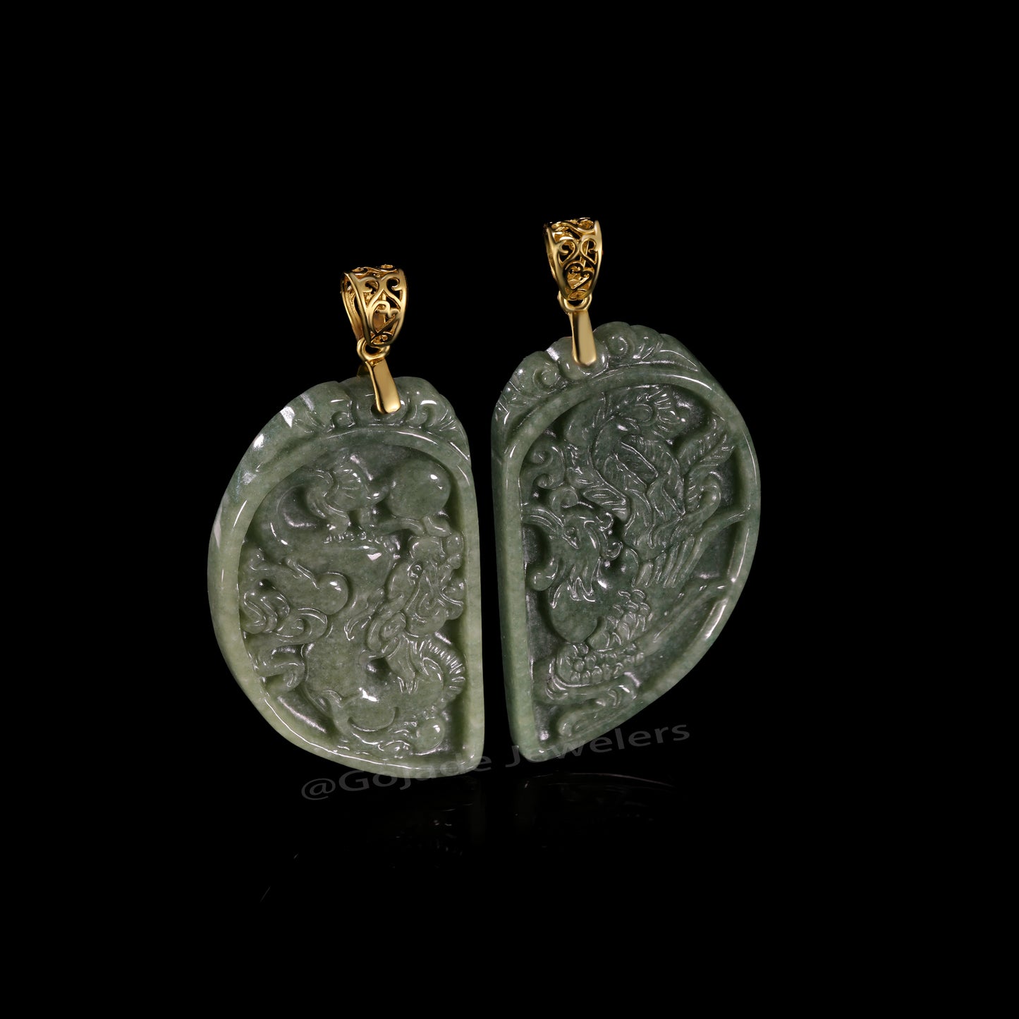The Dragon & Phoenix Jadeite 100% Natural Burma Jade Jadeite With Certificated (S925 Silver Buckle)