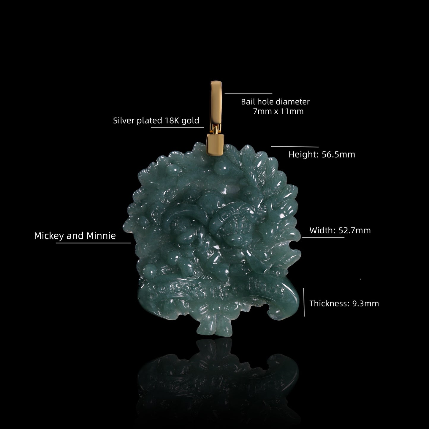 The Mickey Mouse Jadeite 100% Natural Burma Jade Jadeite With Certificated (S925 Silver Buckle)