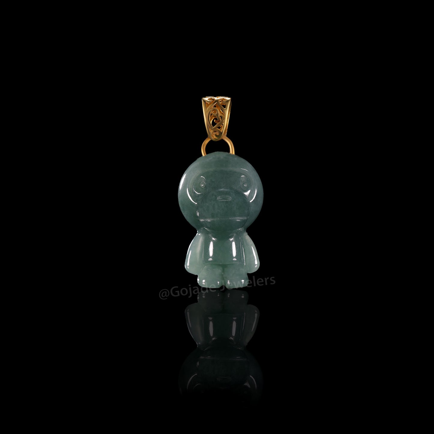 The Big Mouth Monkey Jadeite 100% Natural Burma Jade Jadeite With Certificated (S925 Silver Buckle)