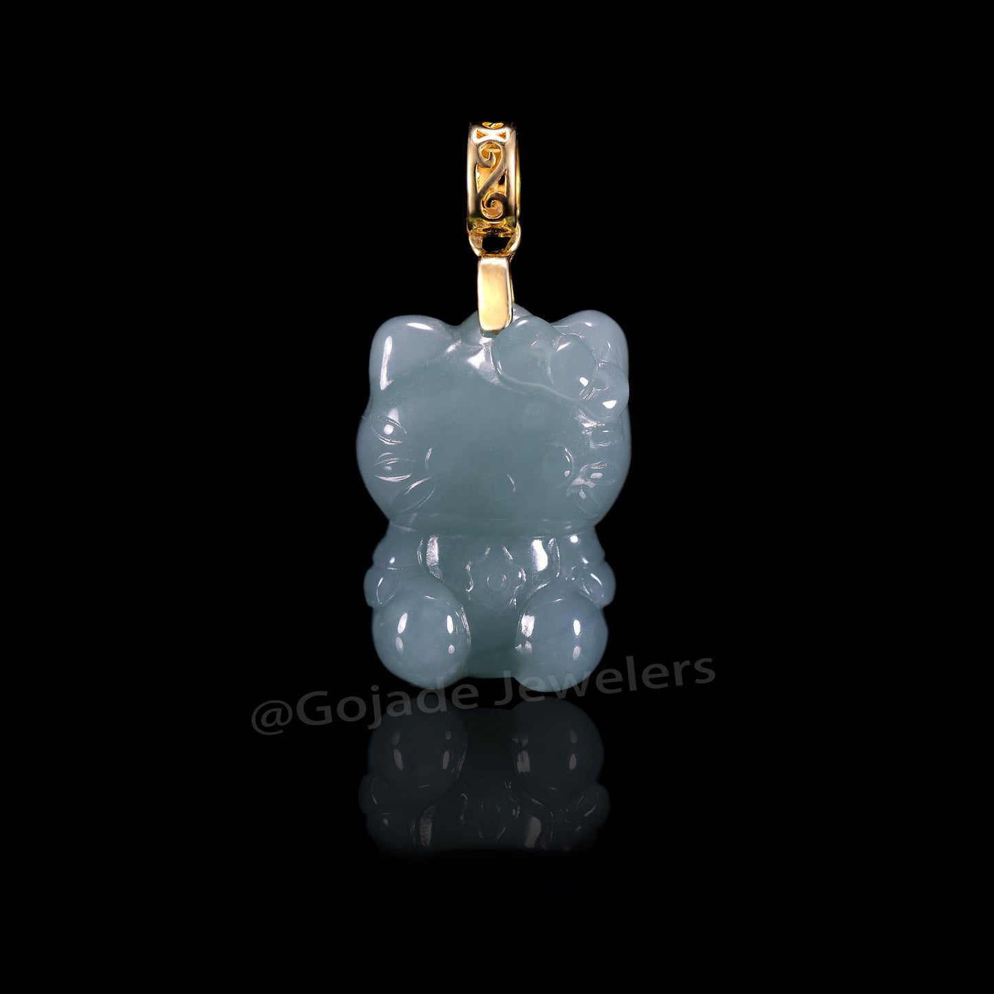 The Kitty Cat Jadeite 100% Natural Burma Jade Jadeite With Certificated (S925 Silver Buckle)
