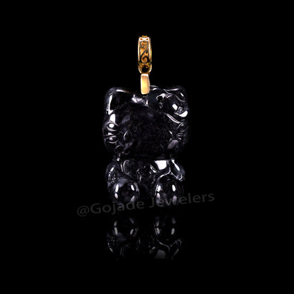 The Kitty Cat Jadeite 100% Natural Burma Jade Jadeite With Certificated (S925 Silver Buckle)