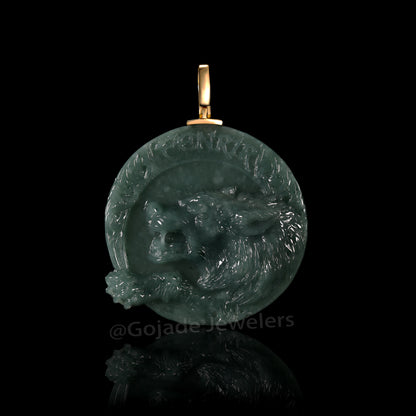The Werewolf Jadeite 100% Natural Burma Jade Jadeite With Certificated (S925 Silver Buckle)