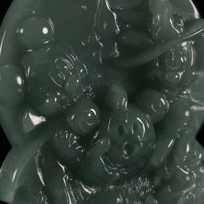 The Mickey Mouse Jadeite 100% Natural Burma Jade Jadeite With Certificated (S925 Silver Buckle)