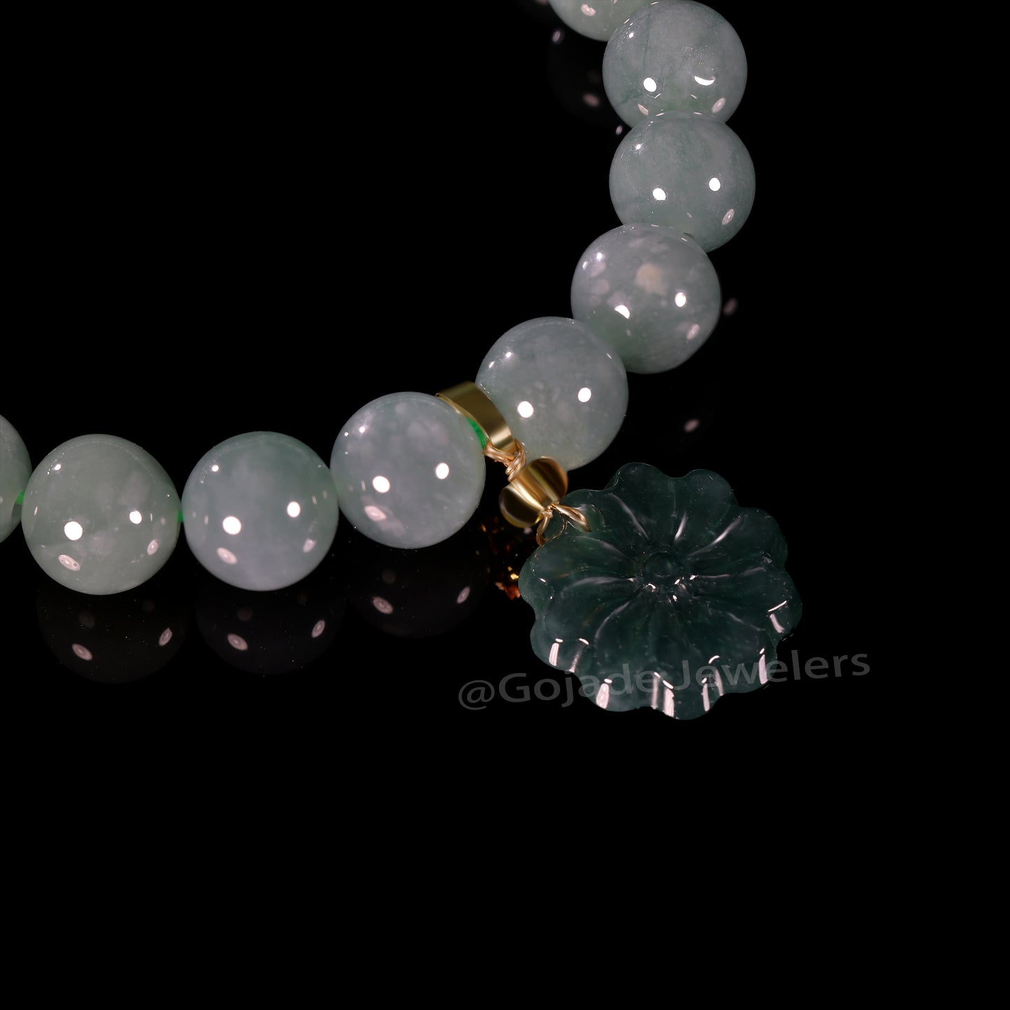 The Flower Bead Bracelet 100% Natural Jade Jadeite With Certificated