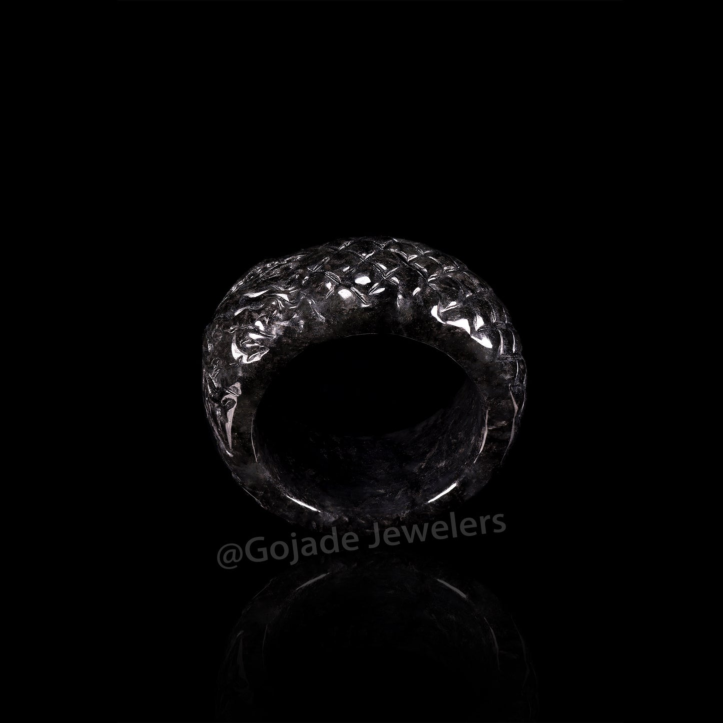 Certified Dragon Ring Burma 100% Natural A JADE Jadeite Circle RING 龙戒指 US