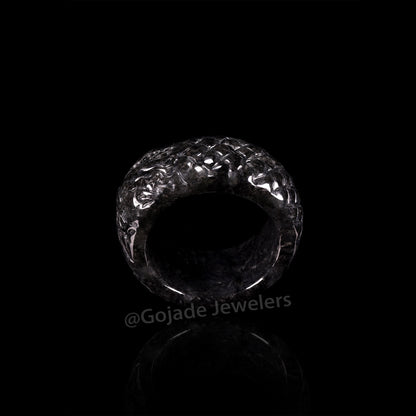 Certified Dragon Ring Burma 100% Natural A JADE Jadeite Circle RING 龙戒指 US