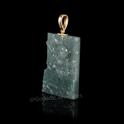 The Christmas Santa Claus Jadeite 100% Natural Burma Jade Jadeite With Certificated (S925 Silver Buckle)