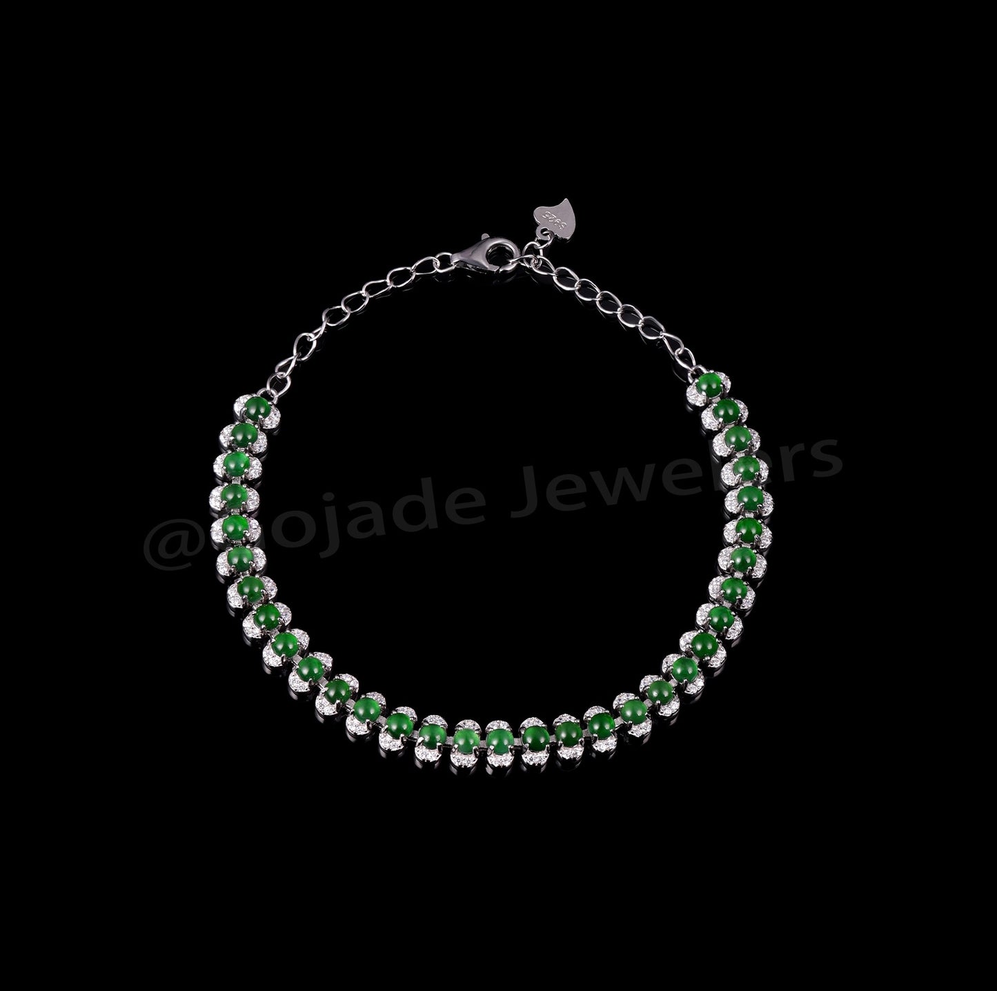 The Green jadeiet Bracelet S925 Silver With Burma Natural jade with Certificate