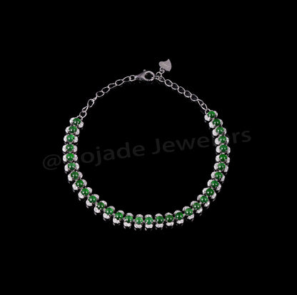 The Green jadeiet Bracelet S925 Silver With Burma Natural jade with Certificate