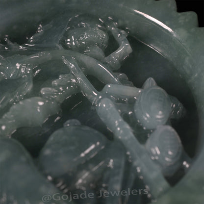 The Ghost Rider Jadeite 100% Natural Burma Jade Jadeite With Certificated (S925 Silver Buckle)