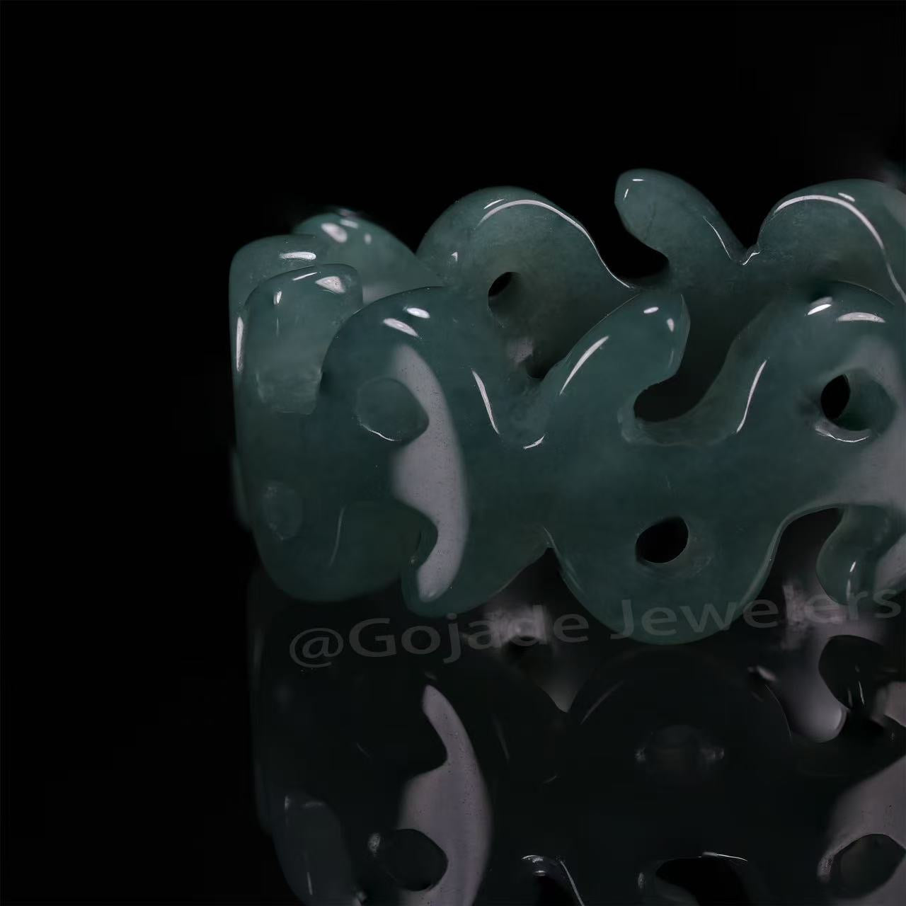Certified Icy Blue Money Ring Burma 100% Natural A JADE Jadeite Circle RING 💲美金戒指 US