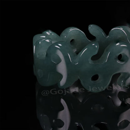 Certified Icy Blue Money Ring Burma 100% Natural A JADE Jadeite Circle RING 💲美金戒指 US