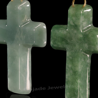 The Cross Jadeite 100% Natural Burma Jade Jadeite With Certificated (S925 Silver Buckle)